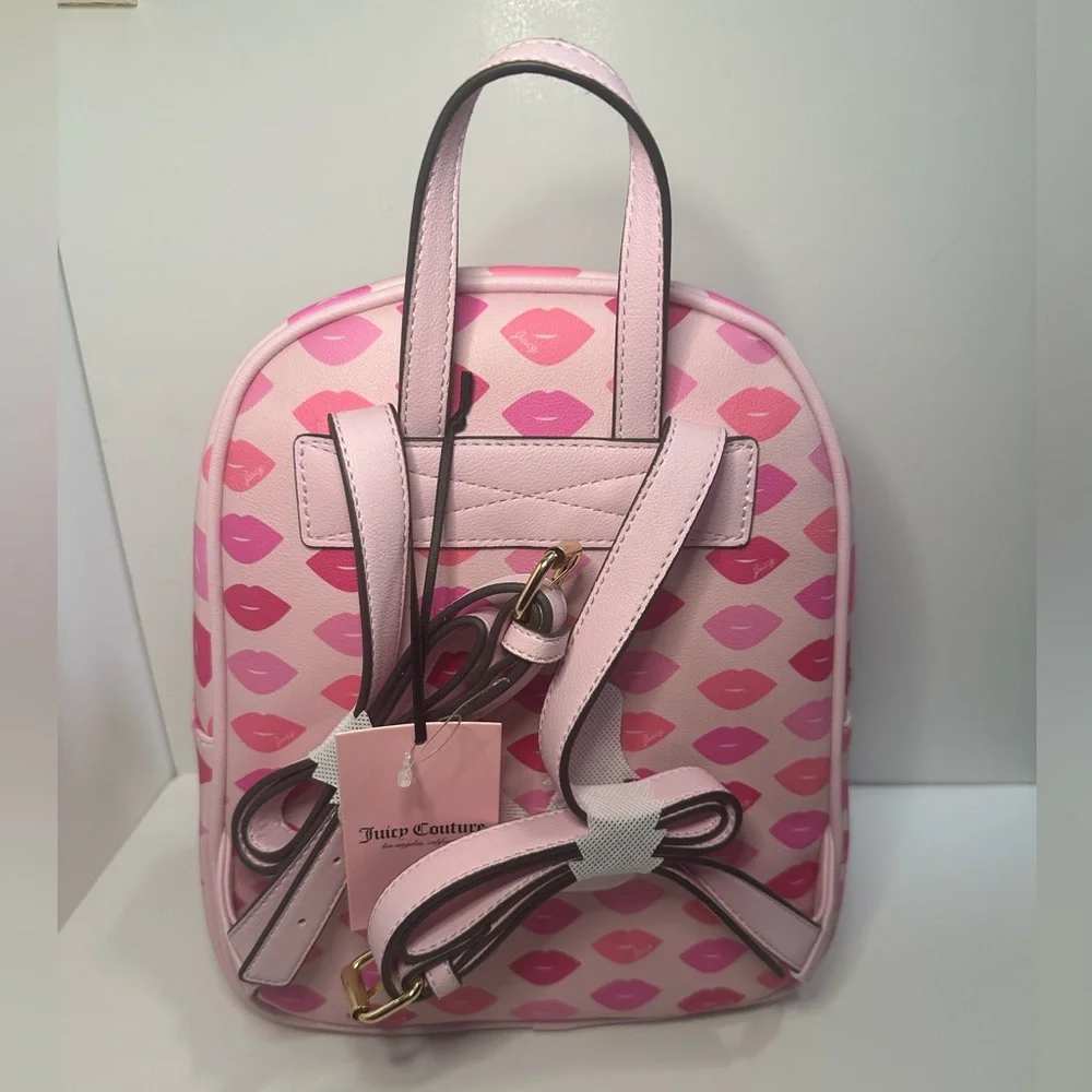 Juicy Couture New Sealed with a Kiss Backpack in Pink Faux Leather - NWT